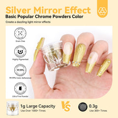 SAVILAND Gold Chrome Poudre Or – effet miroir pour manucure rapide et élégante.