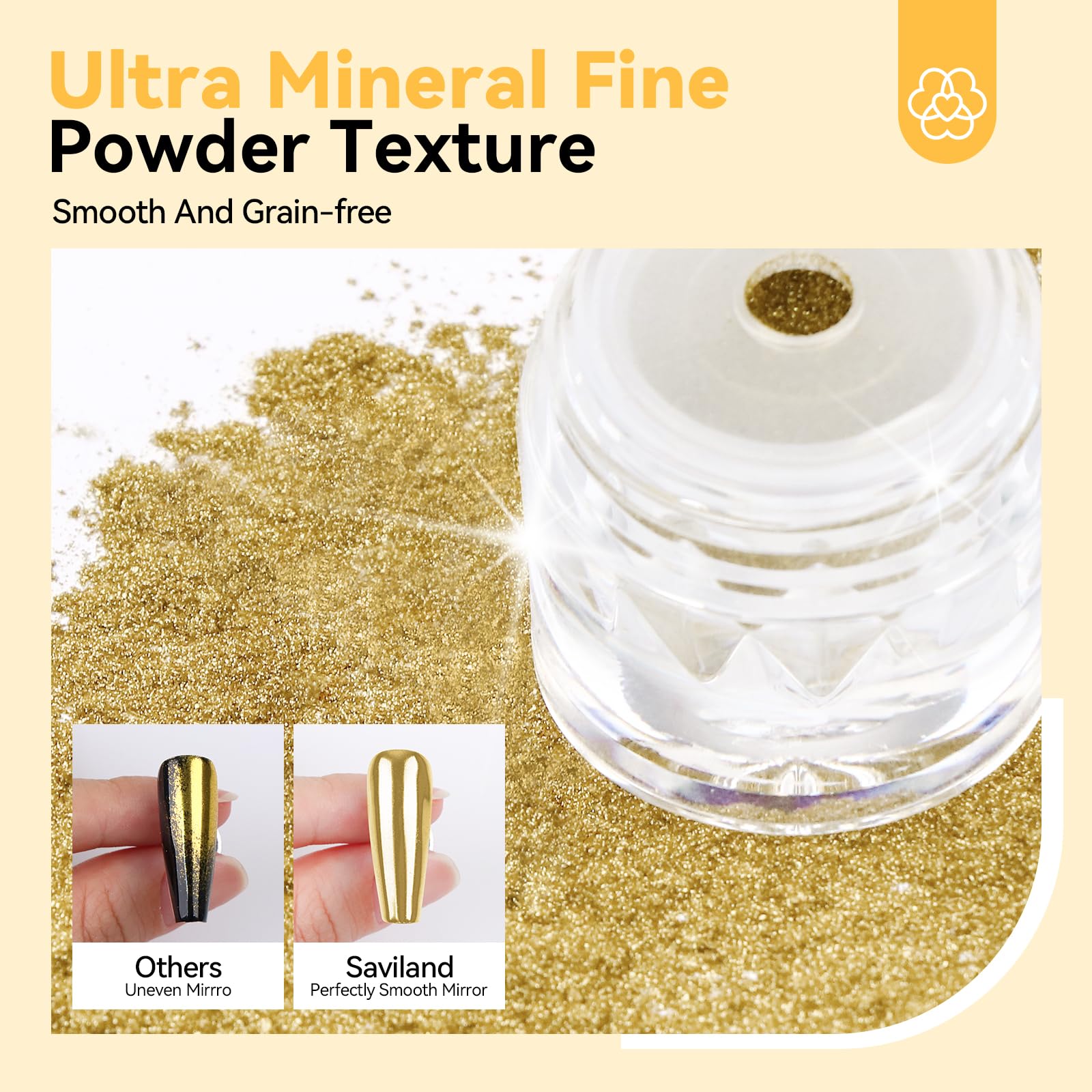 SAVILAND Gold Chrome Poudre Or – longue tenue qui résiste à l’écaillage avec une brillance durable.