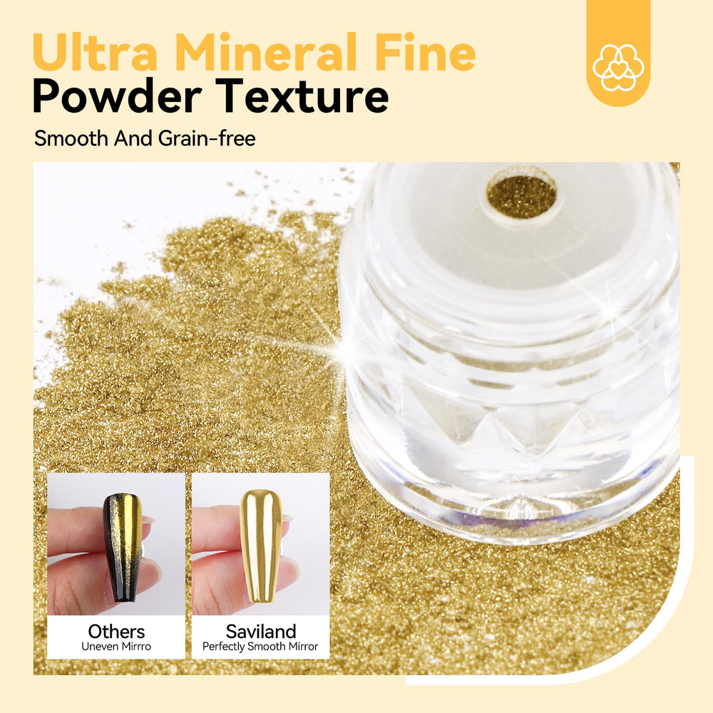 SAVILAND Gold Chrome Poudre Or – longue tenue qui résiste à l’écaillage avec une brillance durable.
