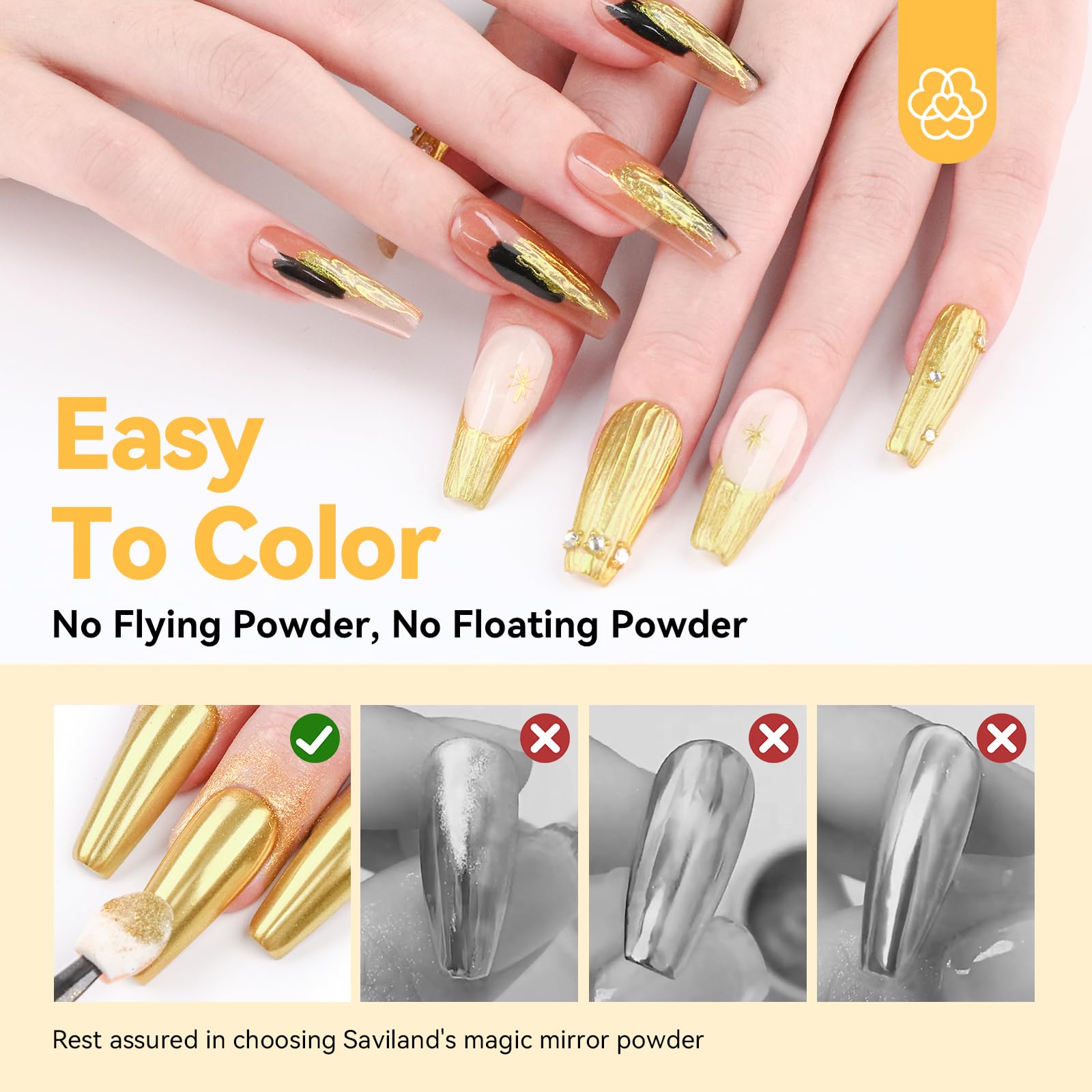 SAVILAND Gold Chrome Poudre Or – poudre ultra-fine pour une application homogène.