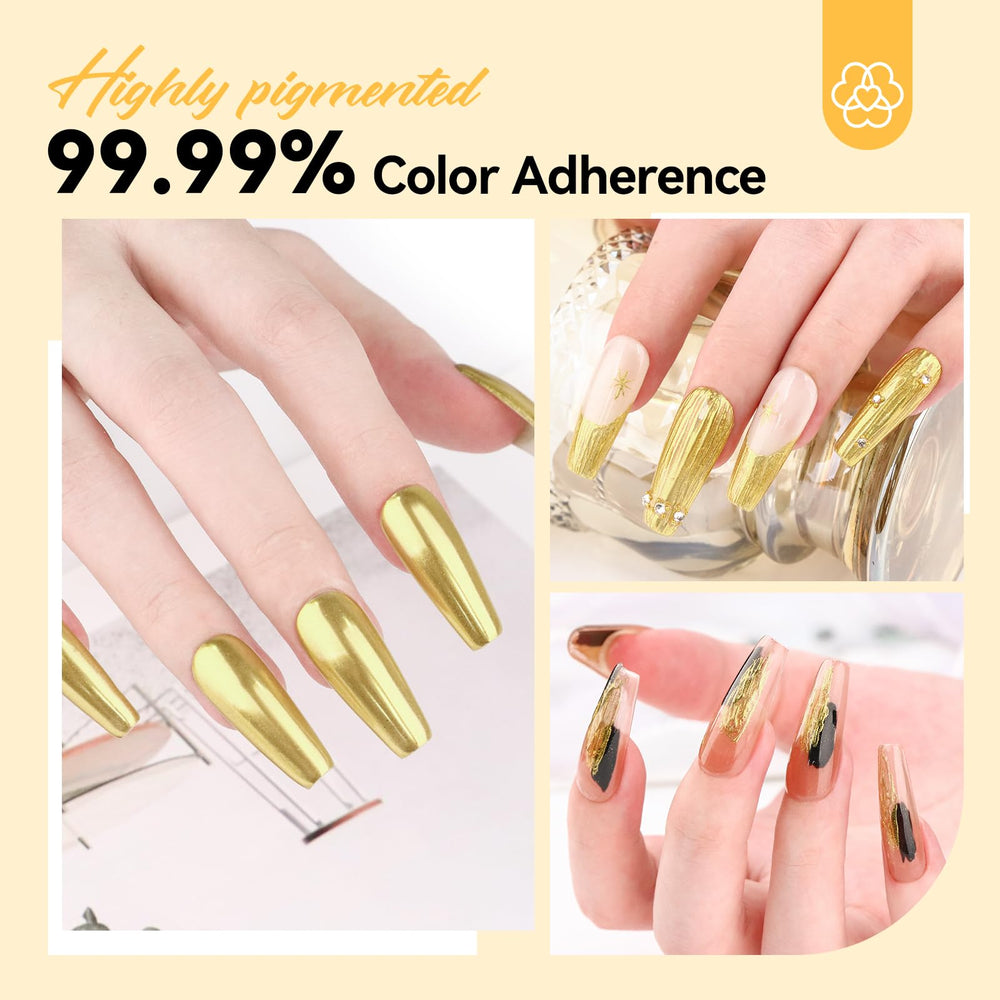 SAVILAND Gold Chrome Poudre Or – usage DIY simple à domicile pour des ongles professionnels.