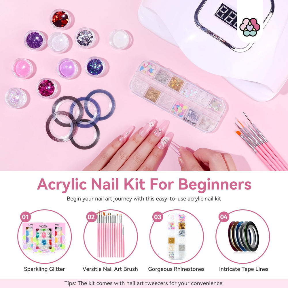 Accessoires Nail Art Saviland – 15 pinceaux, paillettes et stickers pour mille designs