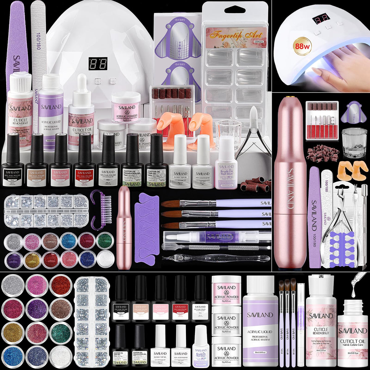 SAVILAND kit-acrylique-complet pour ongles à domicile.