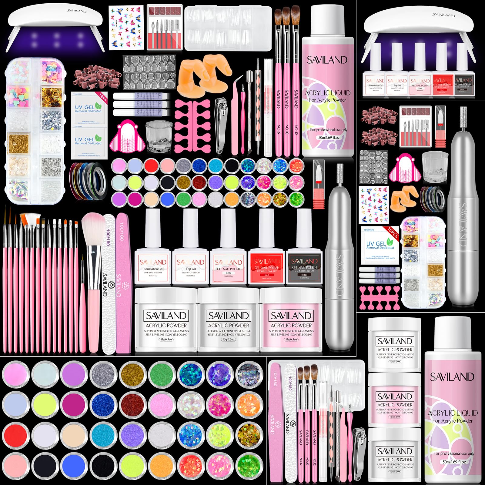 SAVILAND Kit Acrylique Débutant: ensemble complet pour ongles à domicile.