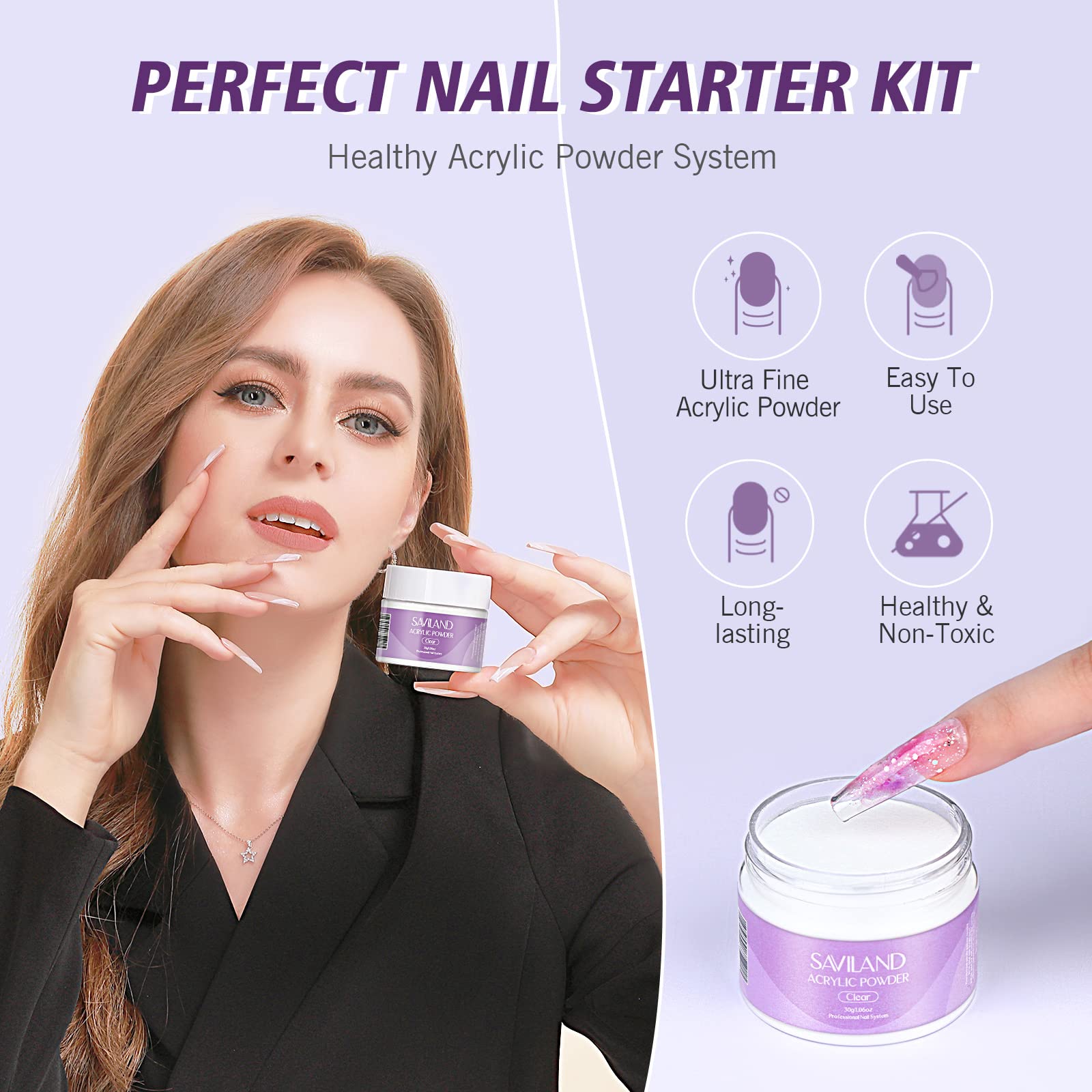 SAVILAND kit acrylique débutant – liquide monomère sans MMA pour soin des ongles