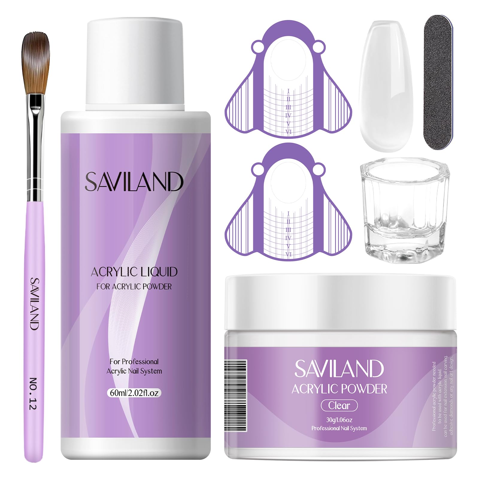 SAVILAND kit acrylique débutant – poudre claire pour ongles nets et durables