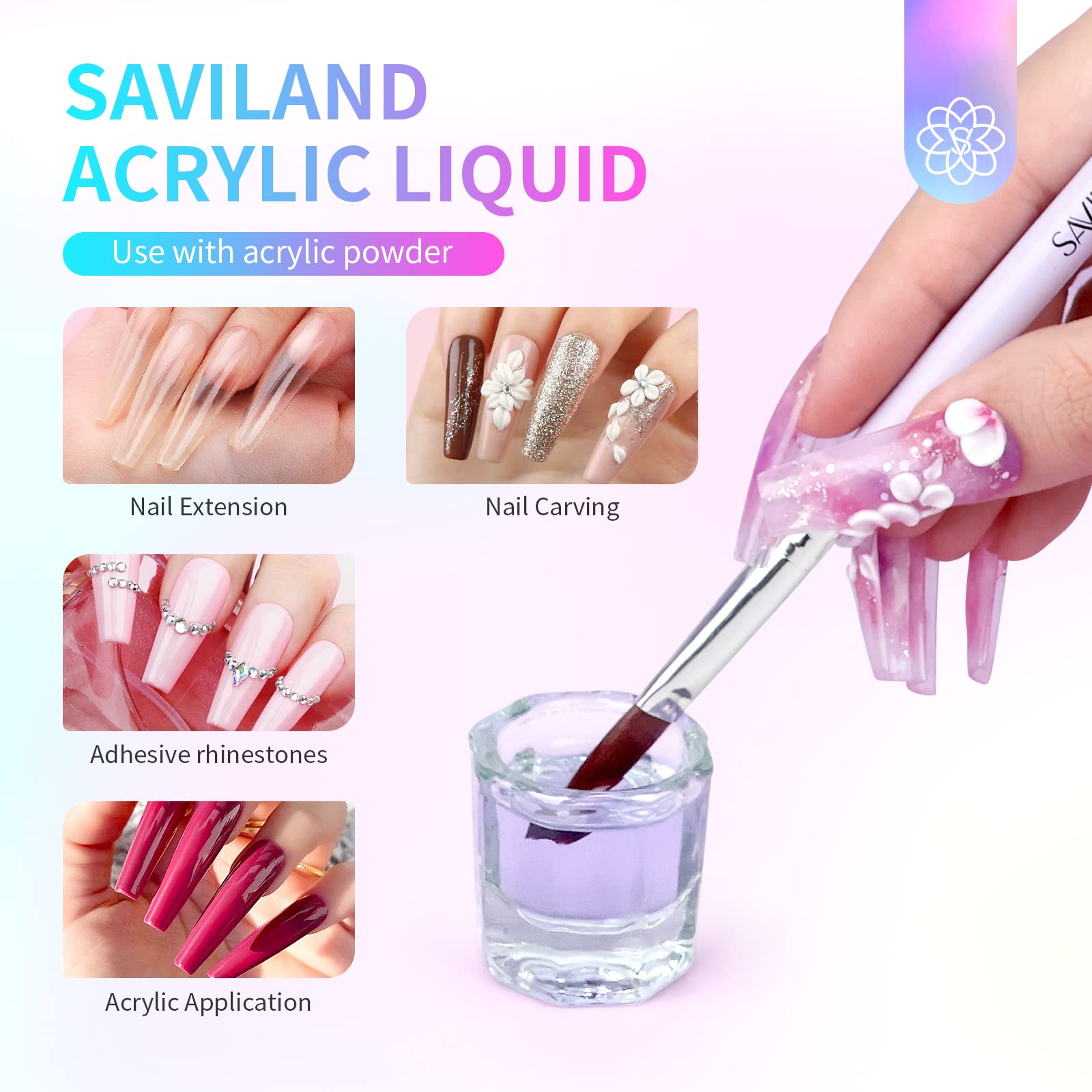 SAVILAND Liquide acrylique sans jaunissement préserve la couleur des poudres.