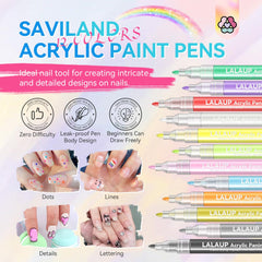 Saviland nail art pens with fine tip enable detailed, crisp polka dots and lines