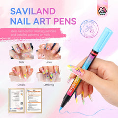 SAVILAND Nail Art Pens Set fine tip for precise drawing.