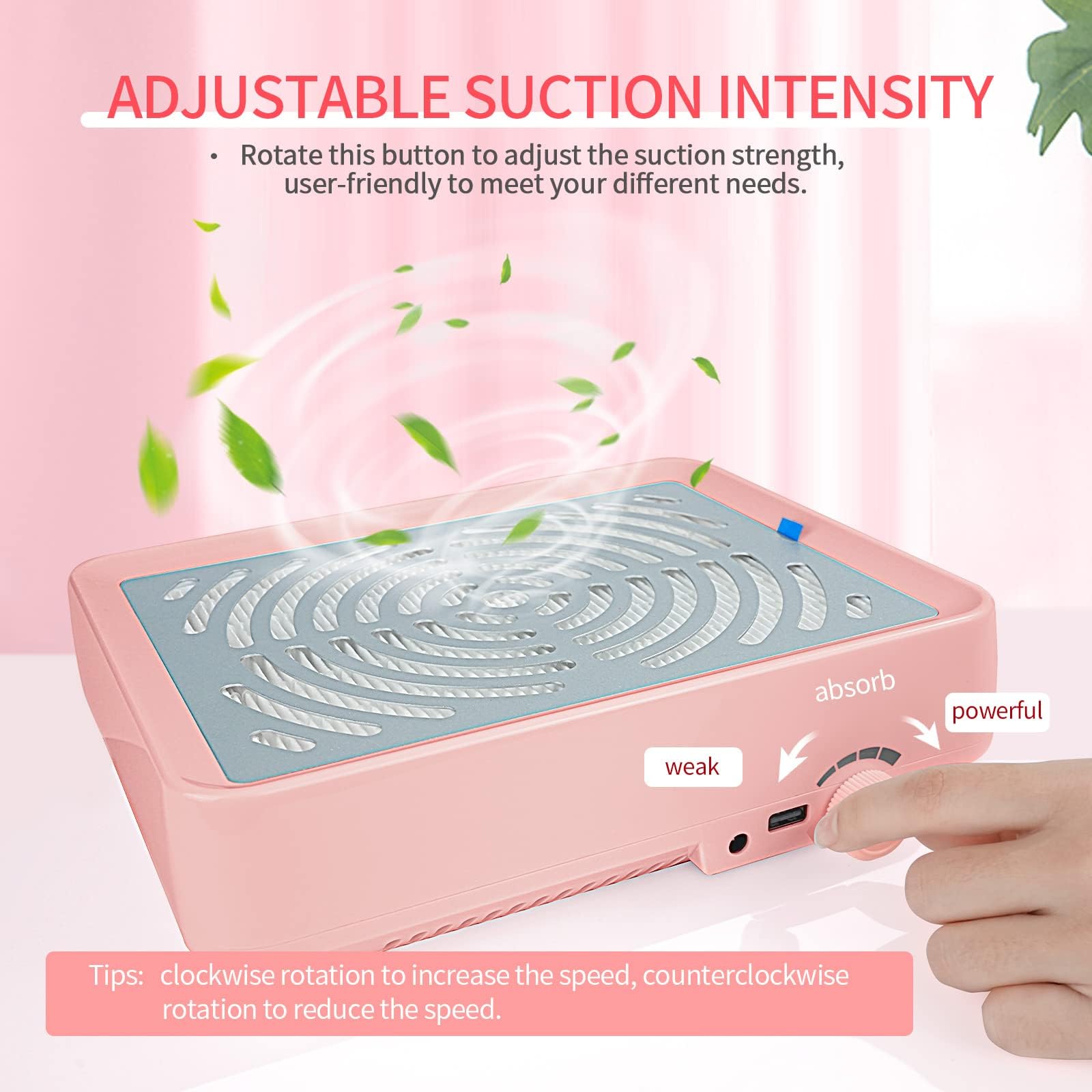 SAVILAND extracteur de poussière pour ongles avec filtre réutilisable et nettoyage facile.