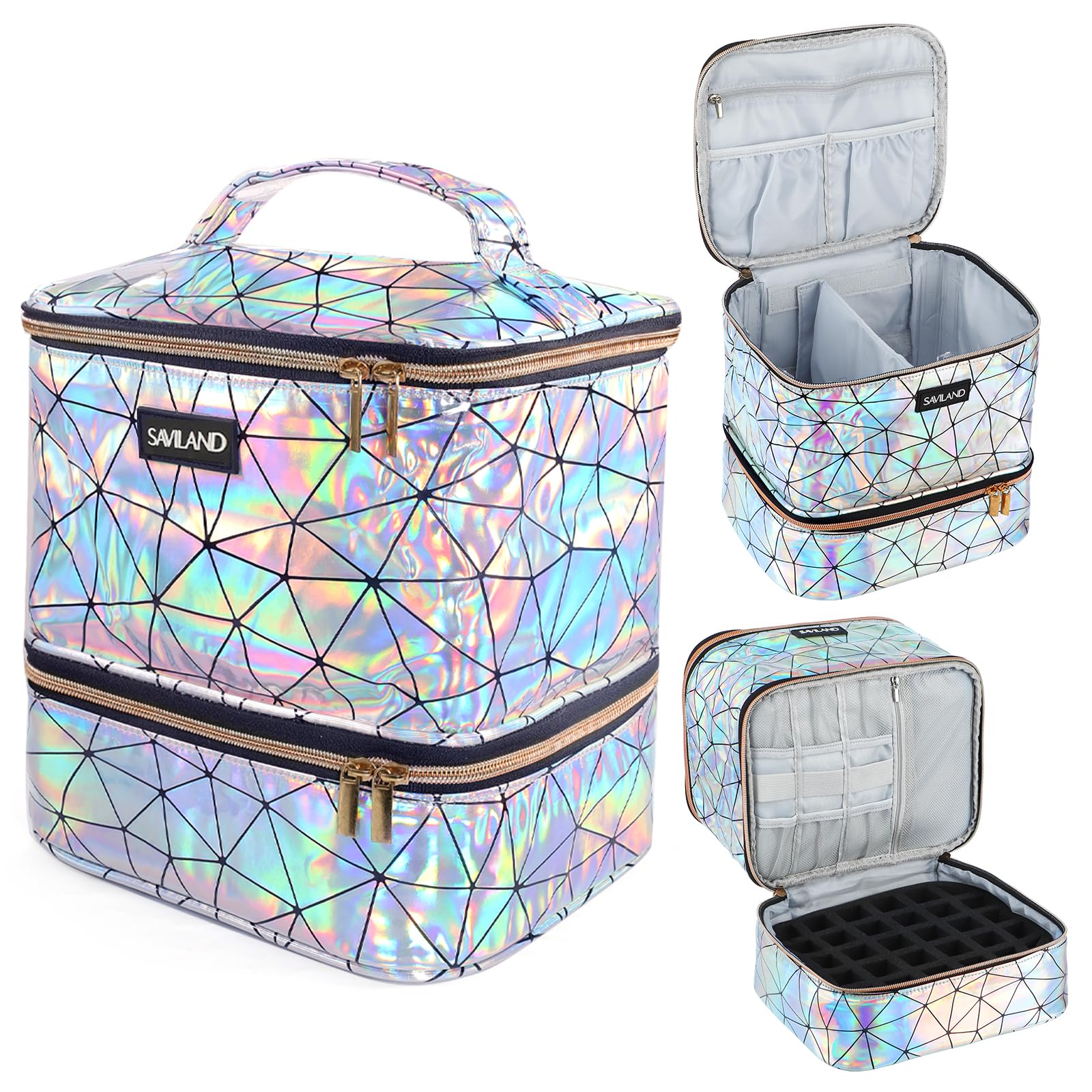 SAVILAND Organiseur vernis et lampe, rangement jusqu'à 30 bouteilles pour nail art.