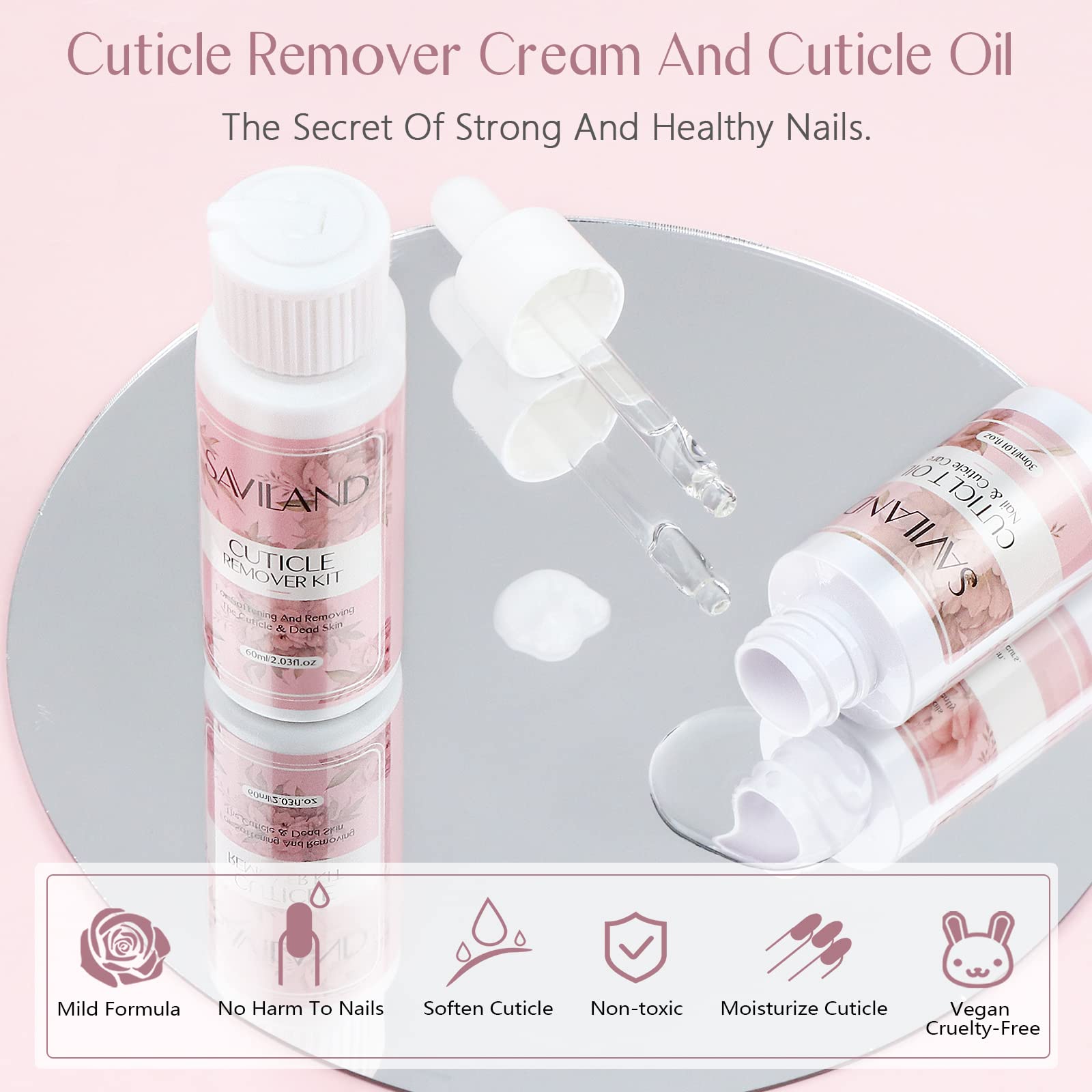 SAVILAND outils cuticule poussoir, accessoire pratique pour repousser les cuticules en douceur.