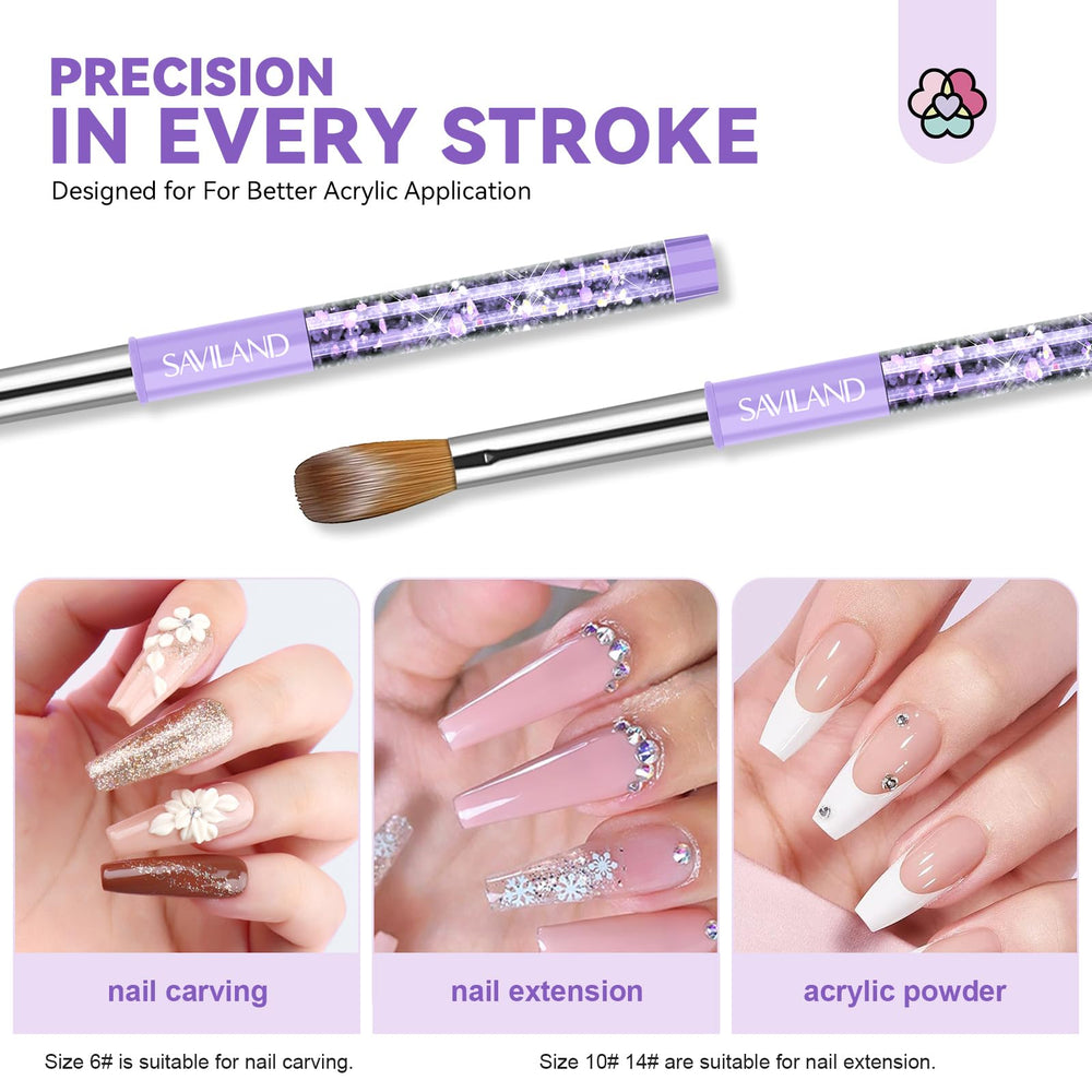 SAVILAND pinceaux acrylique Kolinsky taille 10 pour extensions propres.