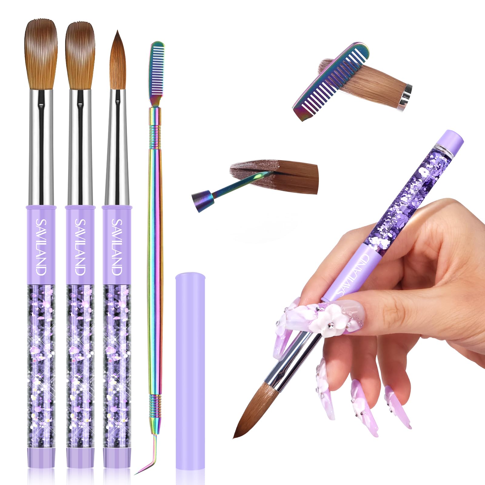 SAVILAND pinceaux acrylique Kolinsky taille 6 pour précision.