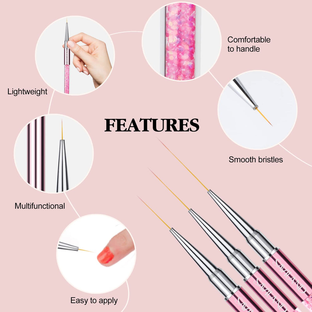 Pinceau liner Saviland 13 mm pour contours nets et remplissages précis en nail art.