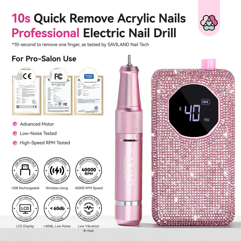 SAVILAND Ponceuse ongles portable, batterie 4000mAh, usage longue durée.