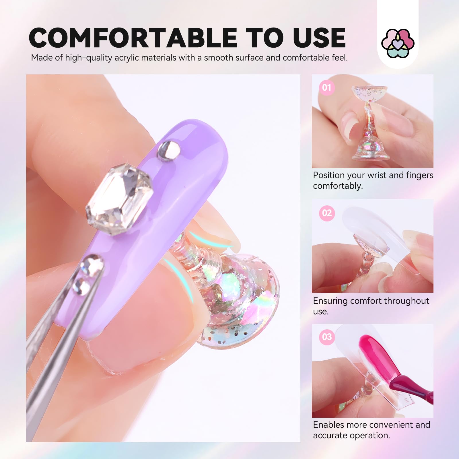 SAVILAND porte-ongles-rose-dentelle: support élégant pour tester formes et longueurs.