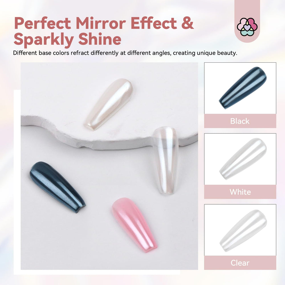 SAVILAND Poudre chromée irisée design sur ongles pour reflets subtils.