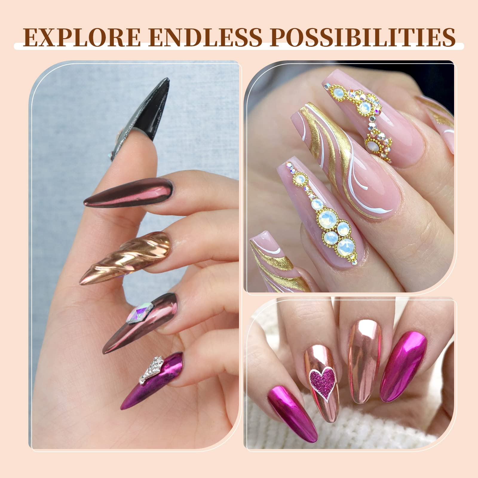SAVILAND poudre chrome Or – effet coquille sur ongles, texture élégante.