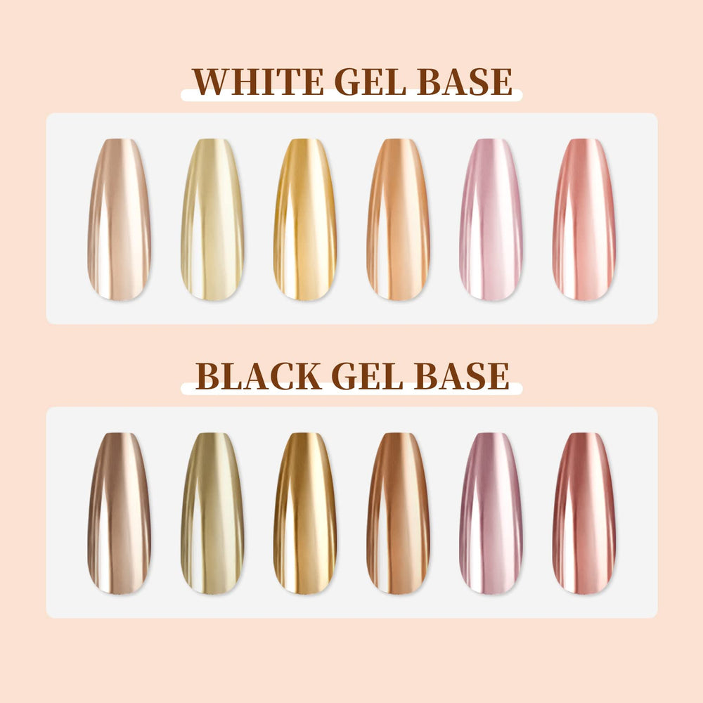SAVILAND poudre chrome Or – effet dégradé sur ongles, transitions fluides et lumineuses.