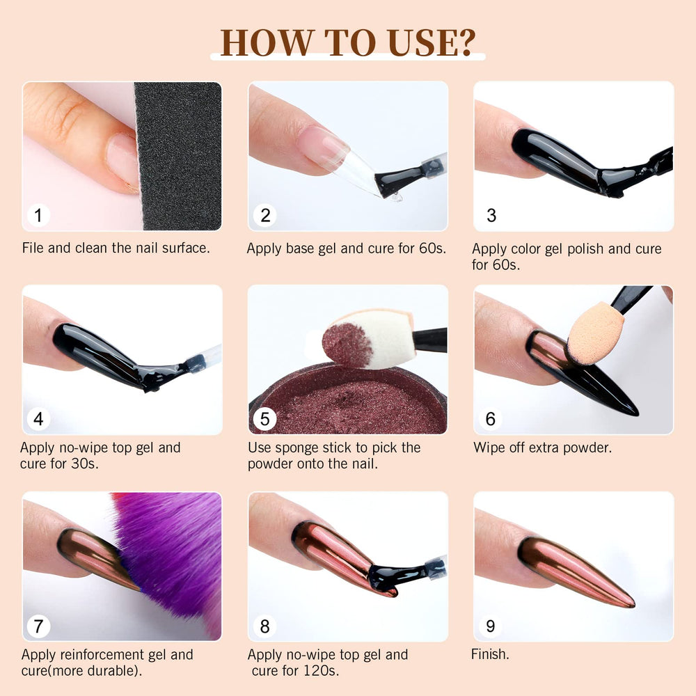 SAVILAND poudre chrome Or – effet gradient sur ongles, résultats personnalisables et durables.