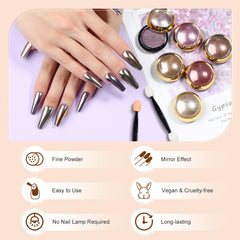 SAVILAND poudre chrome Or – effet ondulation eau sur les ongles, reflets dynamiques.
