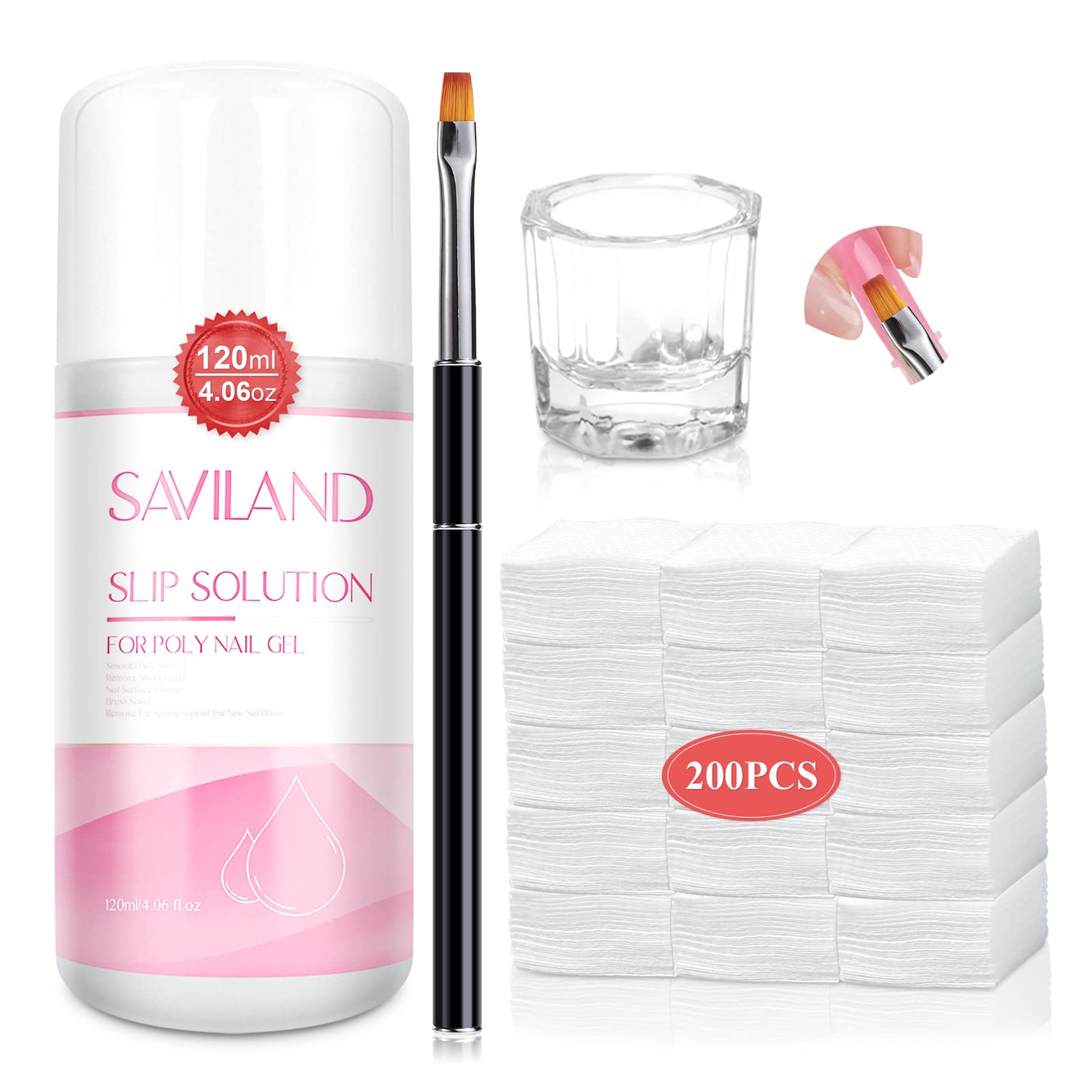 SAVILAND Slip Solution bouteille 4oz facilite l'application du poly gel.