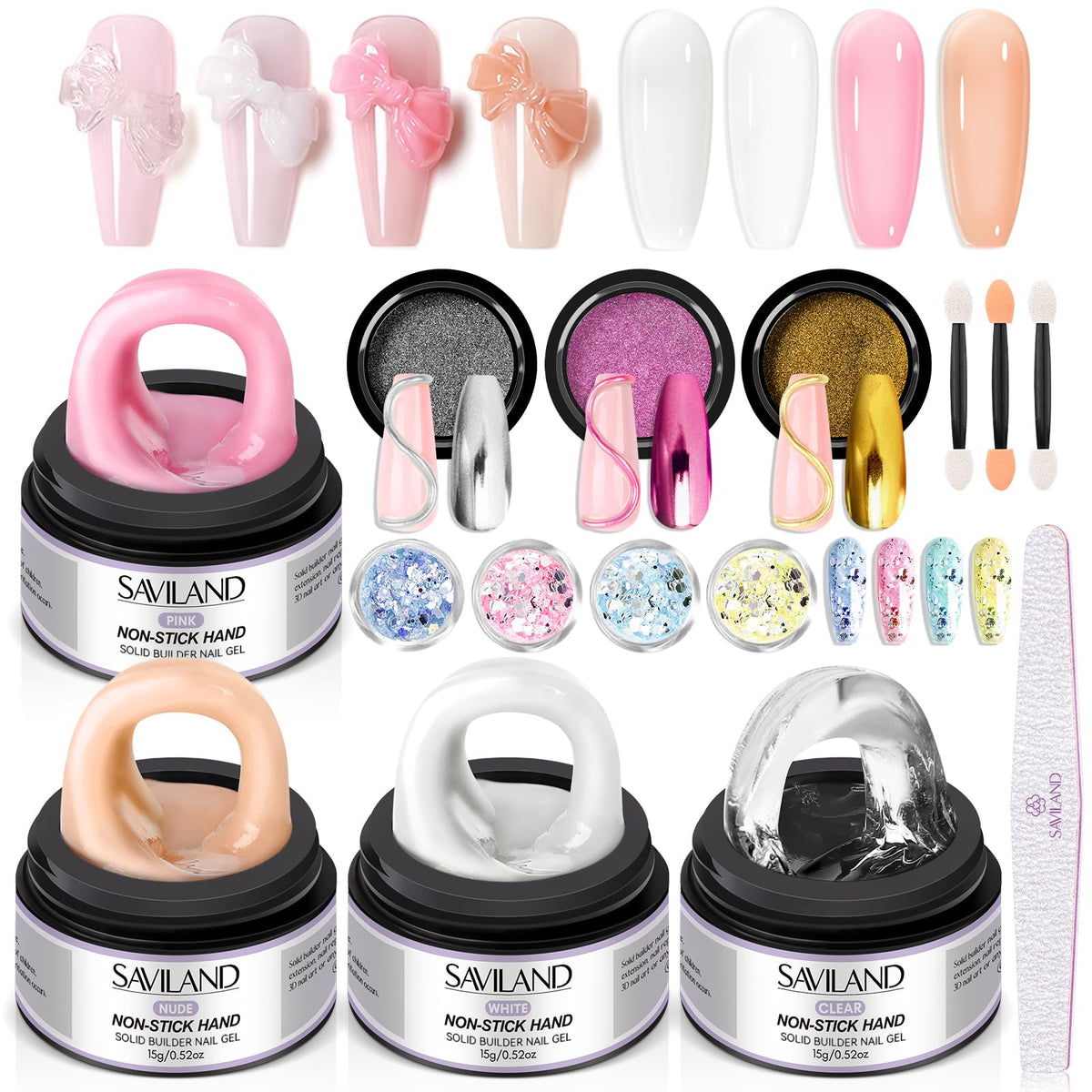 SAVILAND solid builder gel kit with four colors for at-home extensions