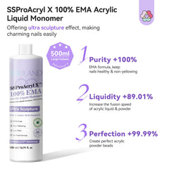 Flacon SAVILAND SSPro X Pure EMA Monomer, application des ongles précise et fluide.