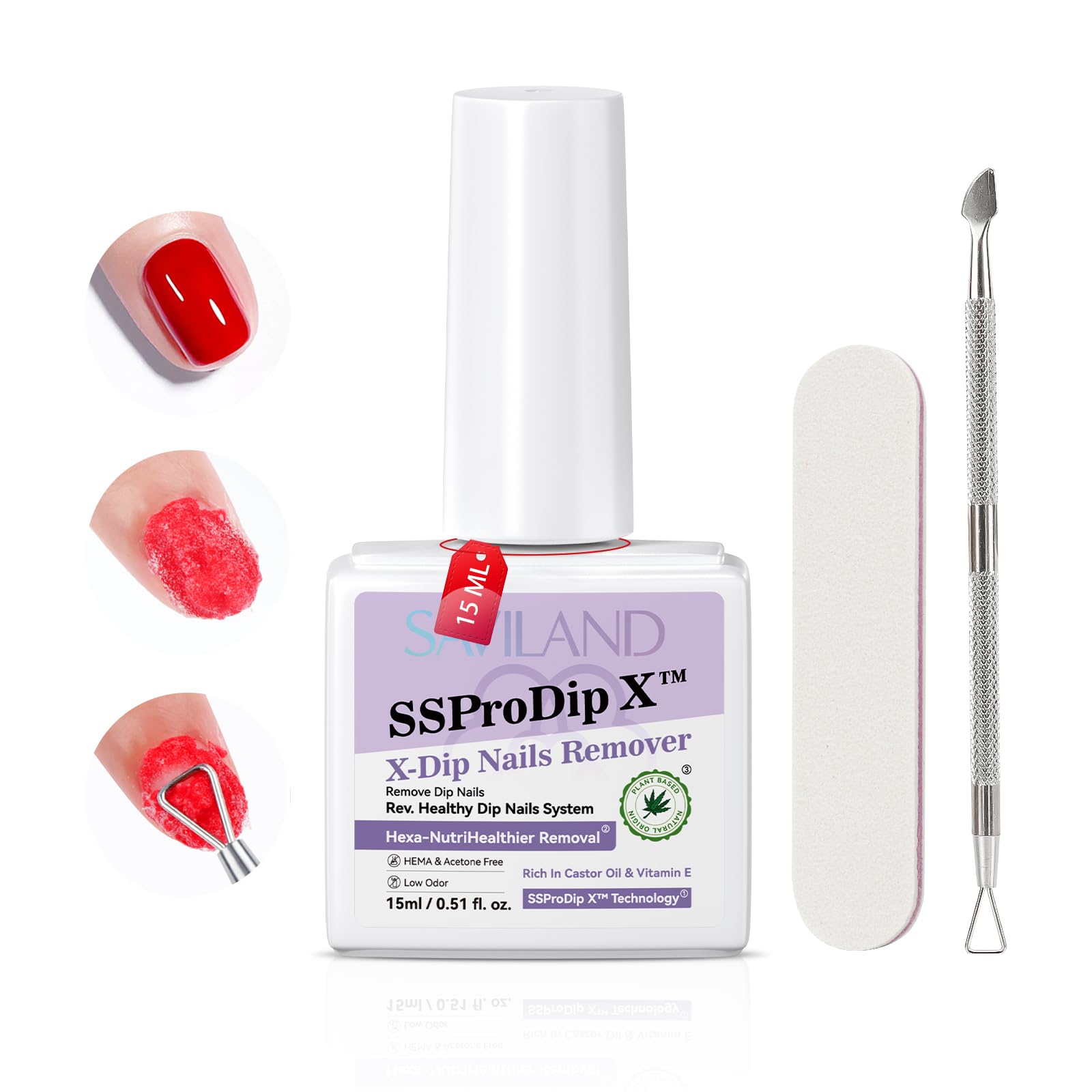 SAVILAND SSPro X dissolvant poudre trempée Bouteille: retire en douceur.