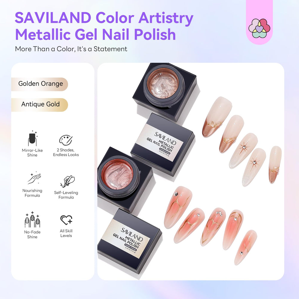 SAVILAND vernis métallique chrome or pour une finition scintillante sur ongles.