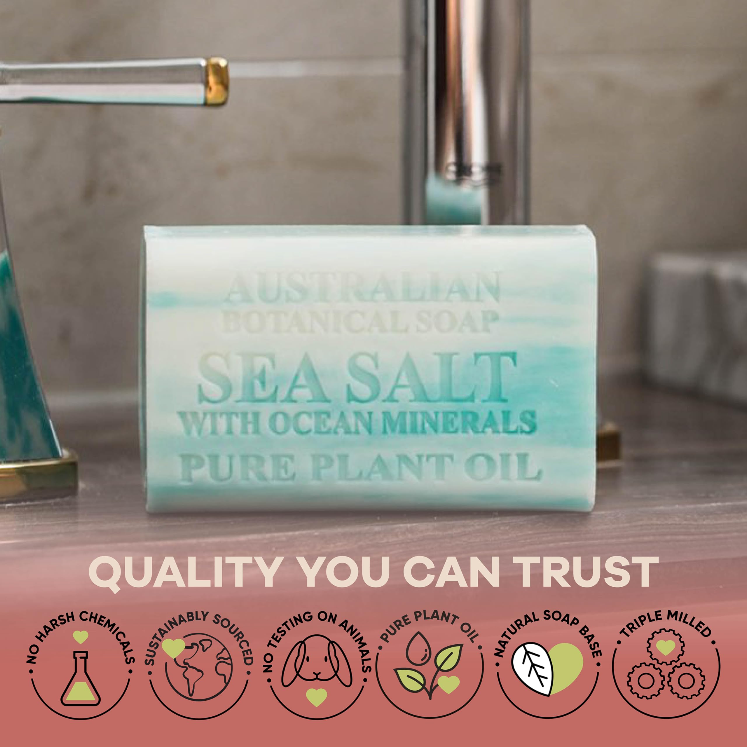 Australian Botanical Soap – rinçage-propre-barre, se rince sans résidu et laisse peau satinée