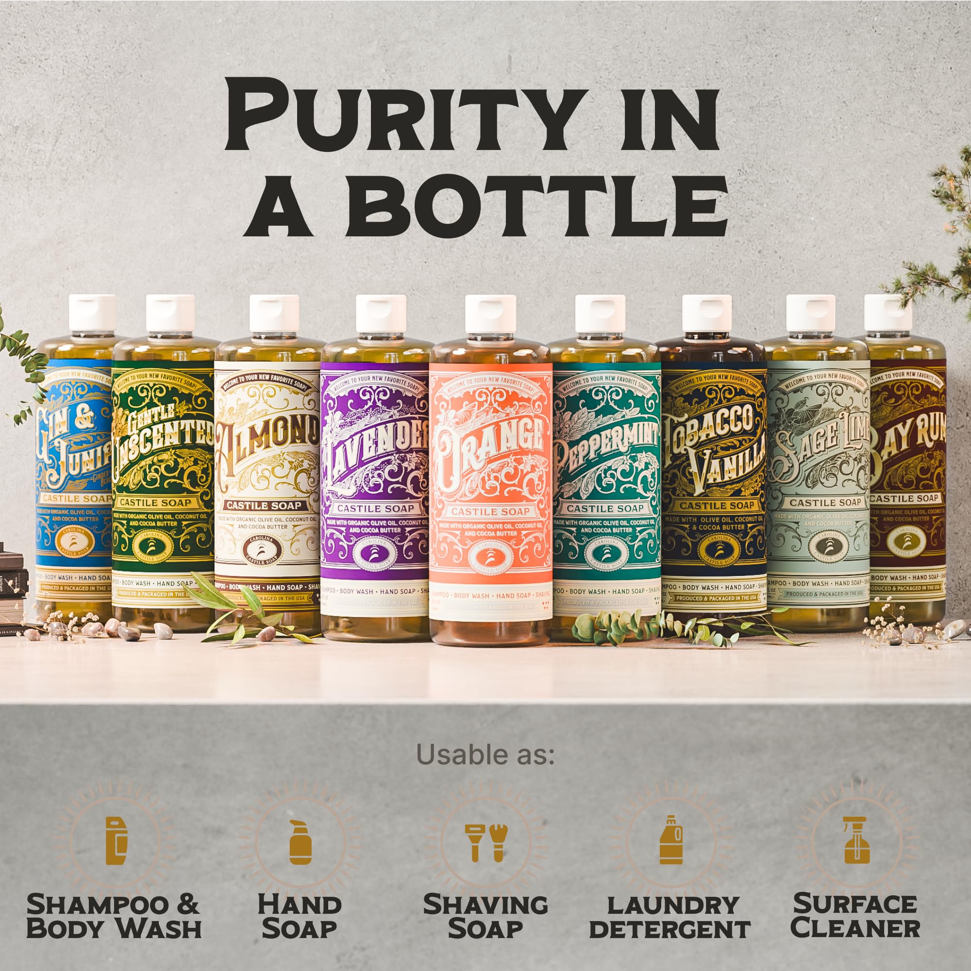 Mousse crémeuse du savon gin-genièvre Carolina pour corps et cheveux
