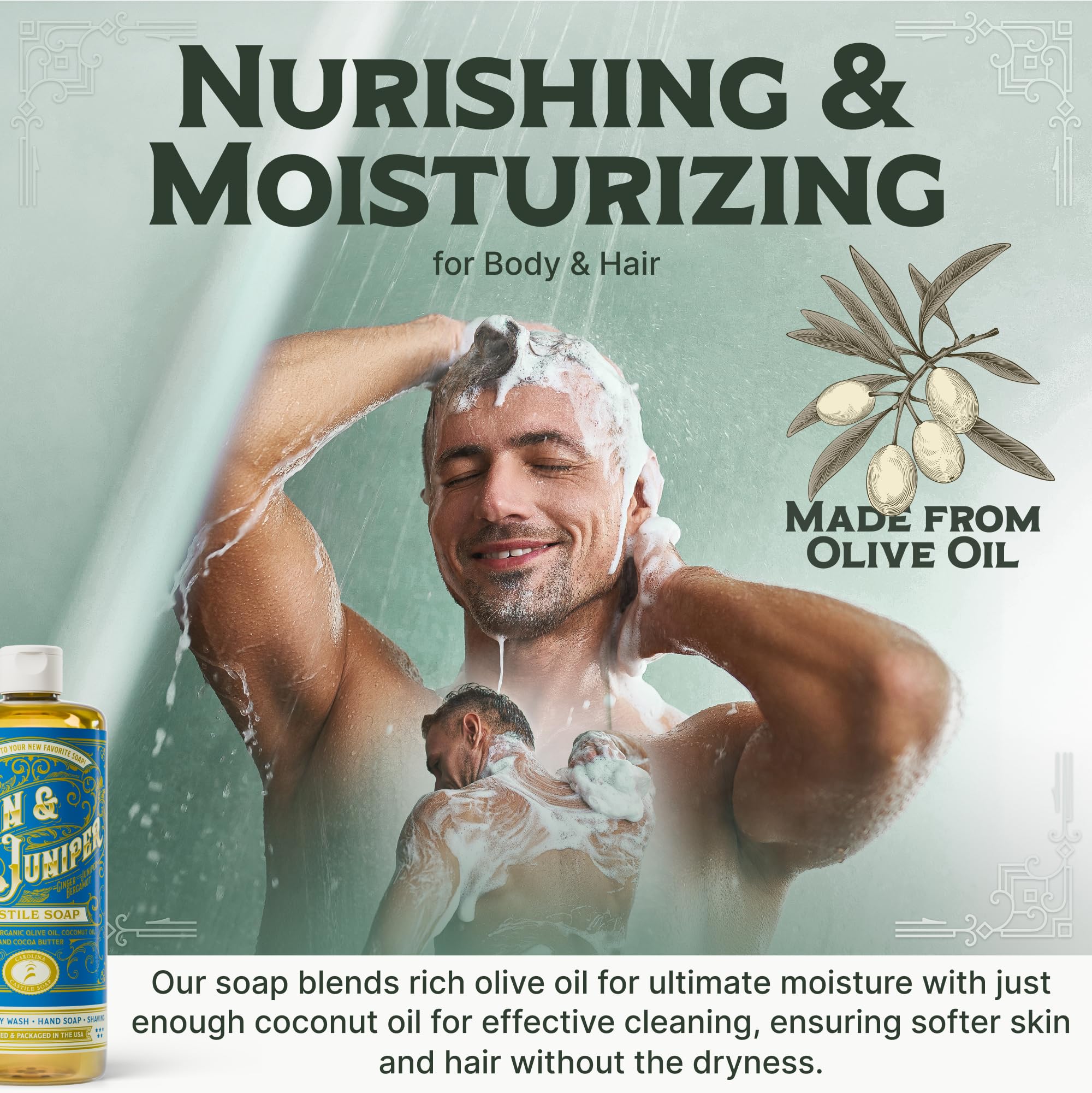 Utilisation polyvalente sur le corps et les cheveux avec ce savon concentré