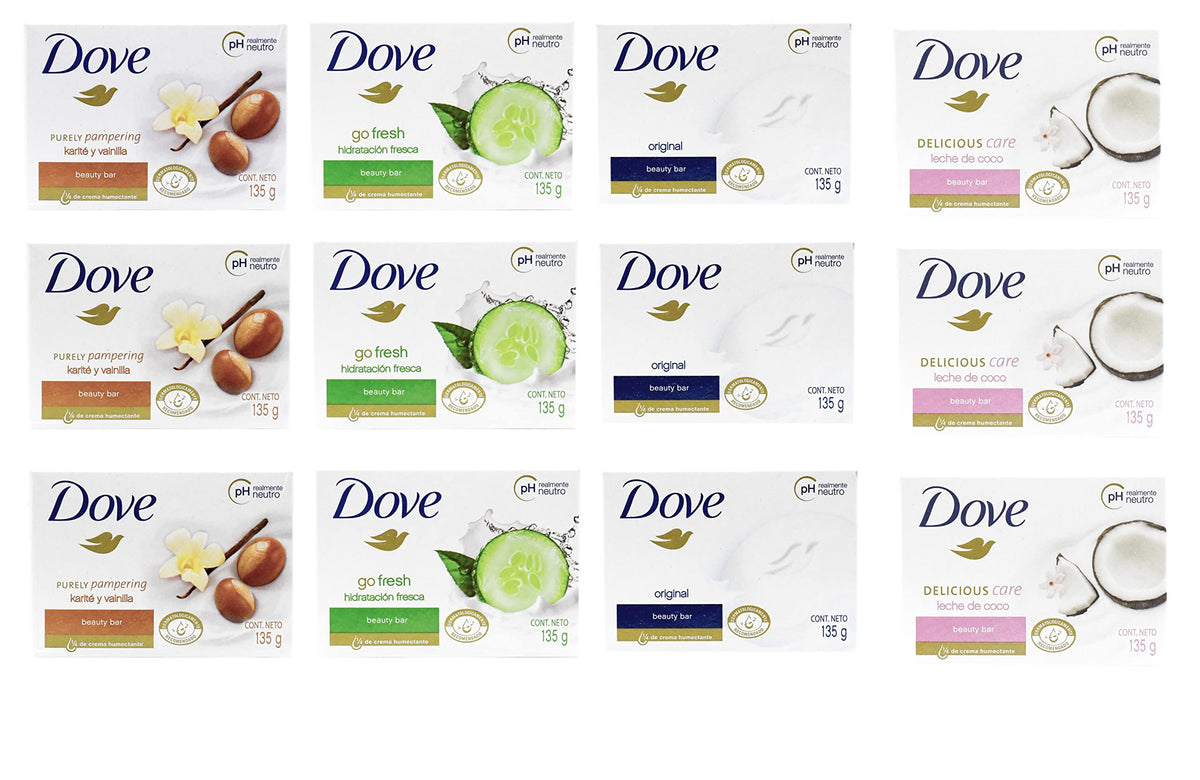 Savon Beauté Dove varié pack de 12 parfums pour peau douce et hydratée