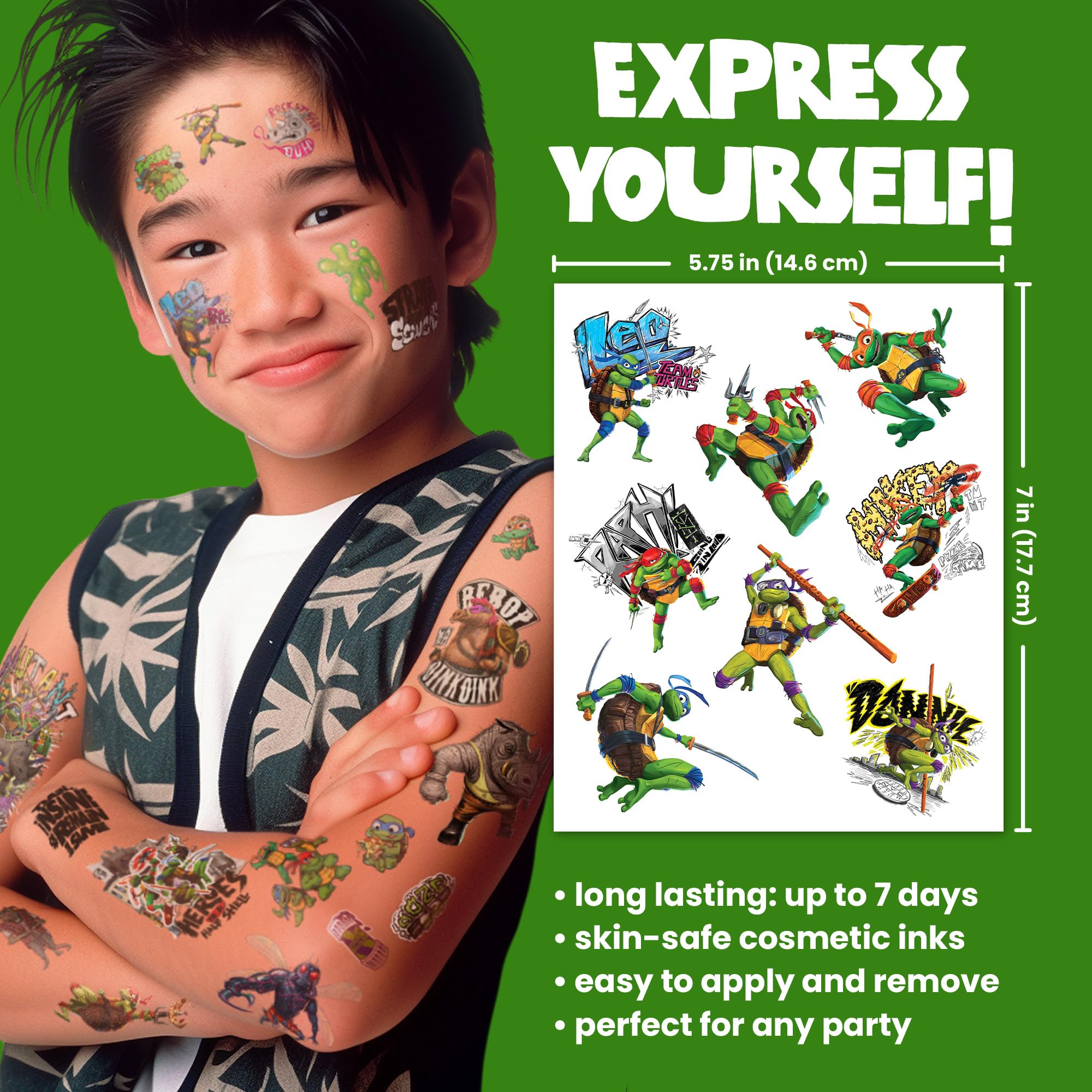tatouages savvi tortues ninja retrait facile: retrait rapide après l'activité.