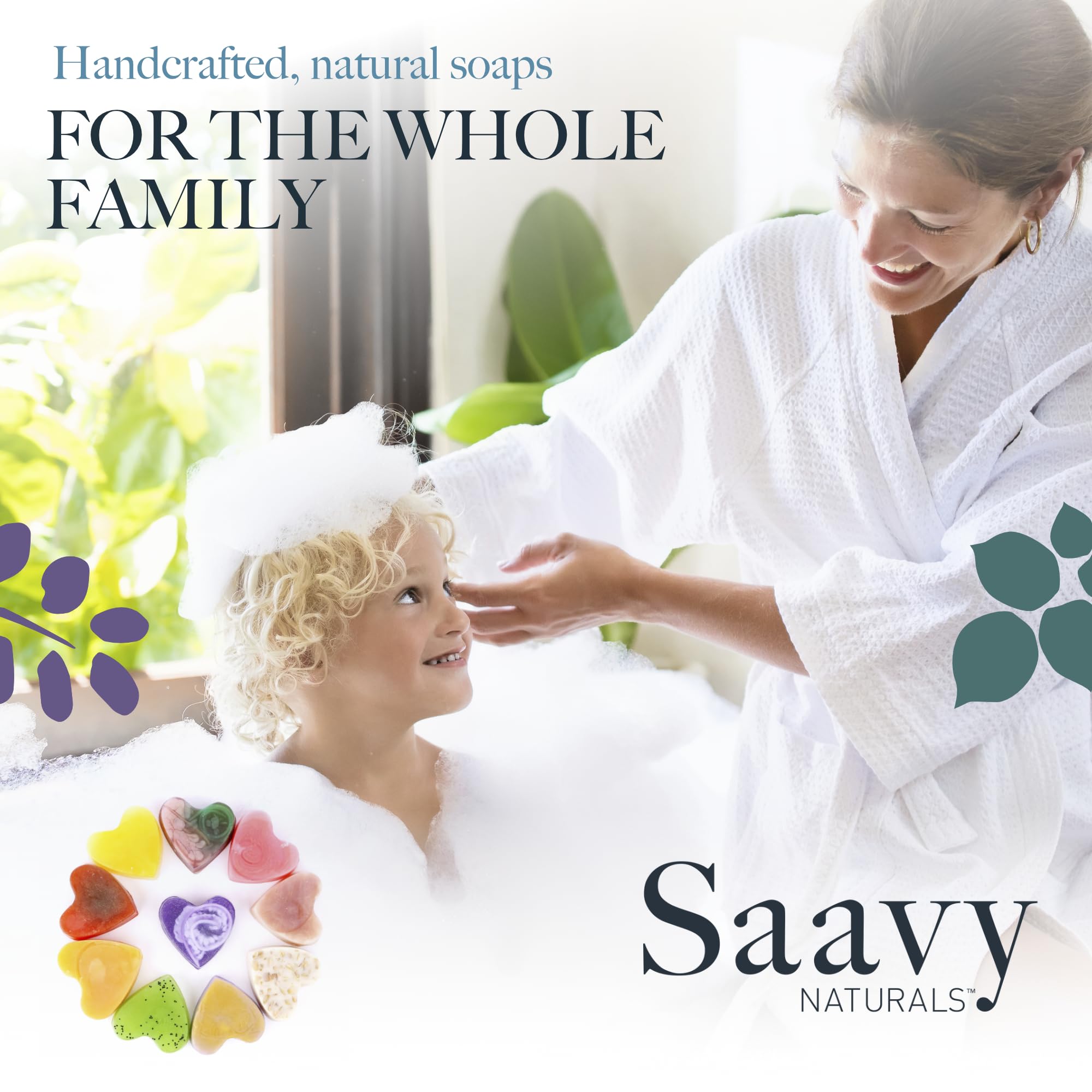 Savvy Naturals mini savon cœur botanique: parfums variés pour votre routine.