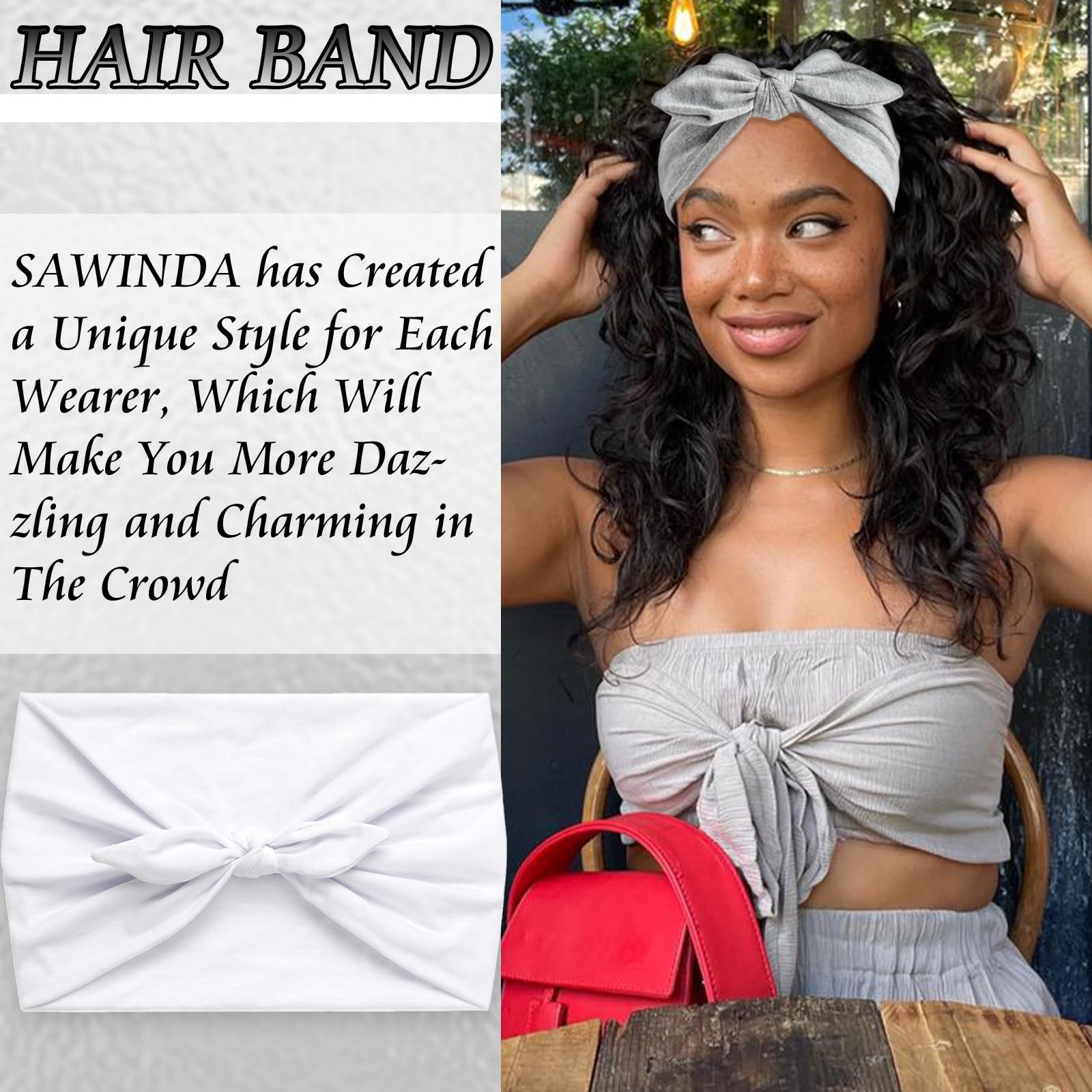 SAWINDA bandeau noir anti-glisse, maintien lors des séances.