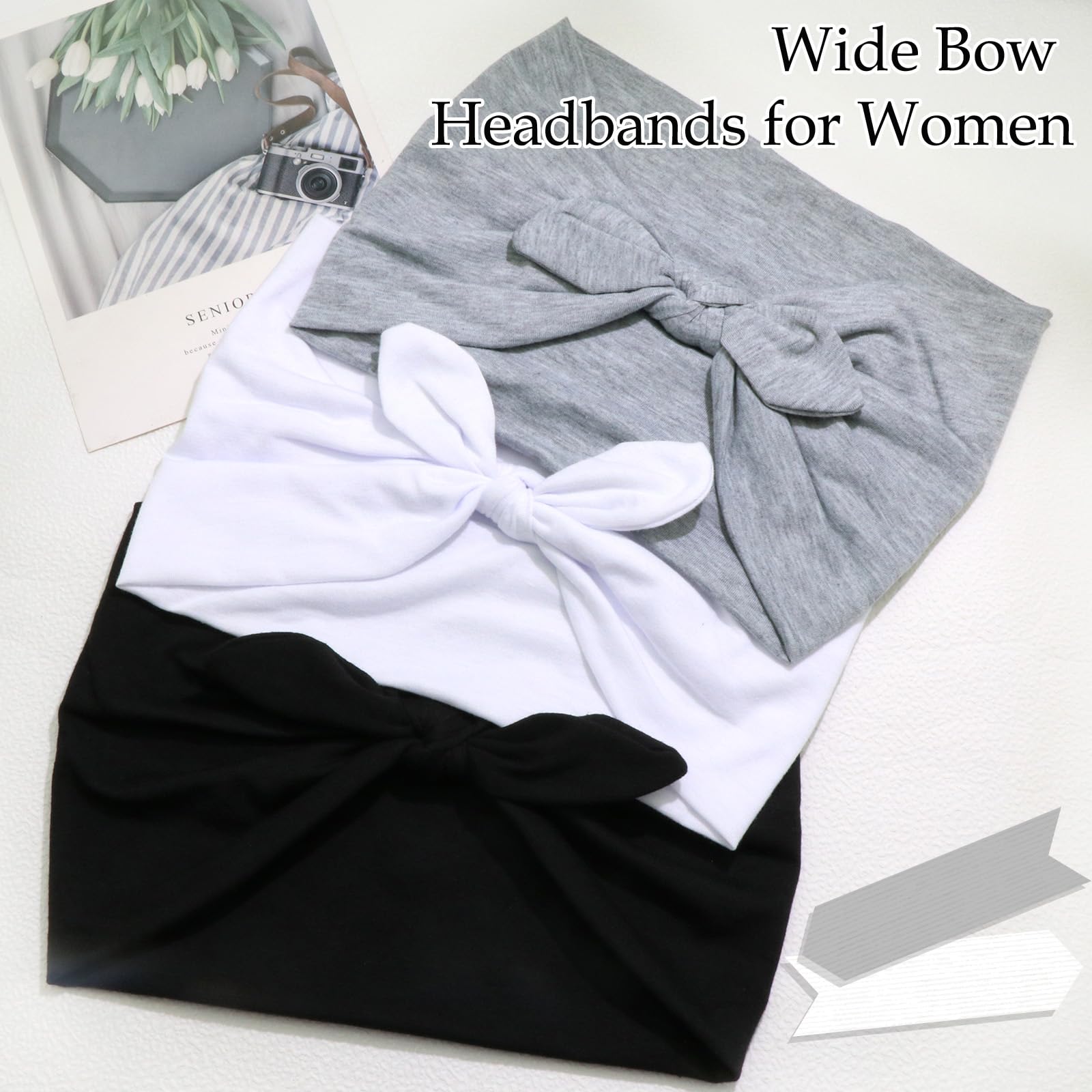 SAWINDA bandeau noir avec noeud arrière, maintien fiable pendant l effort.
