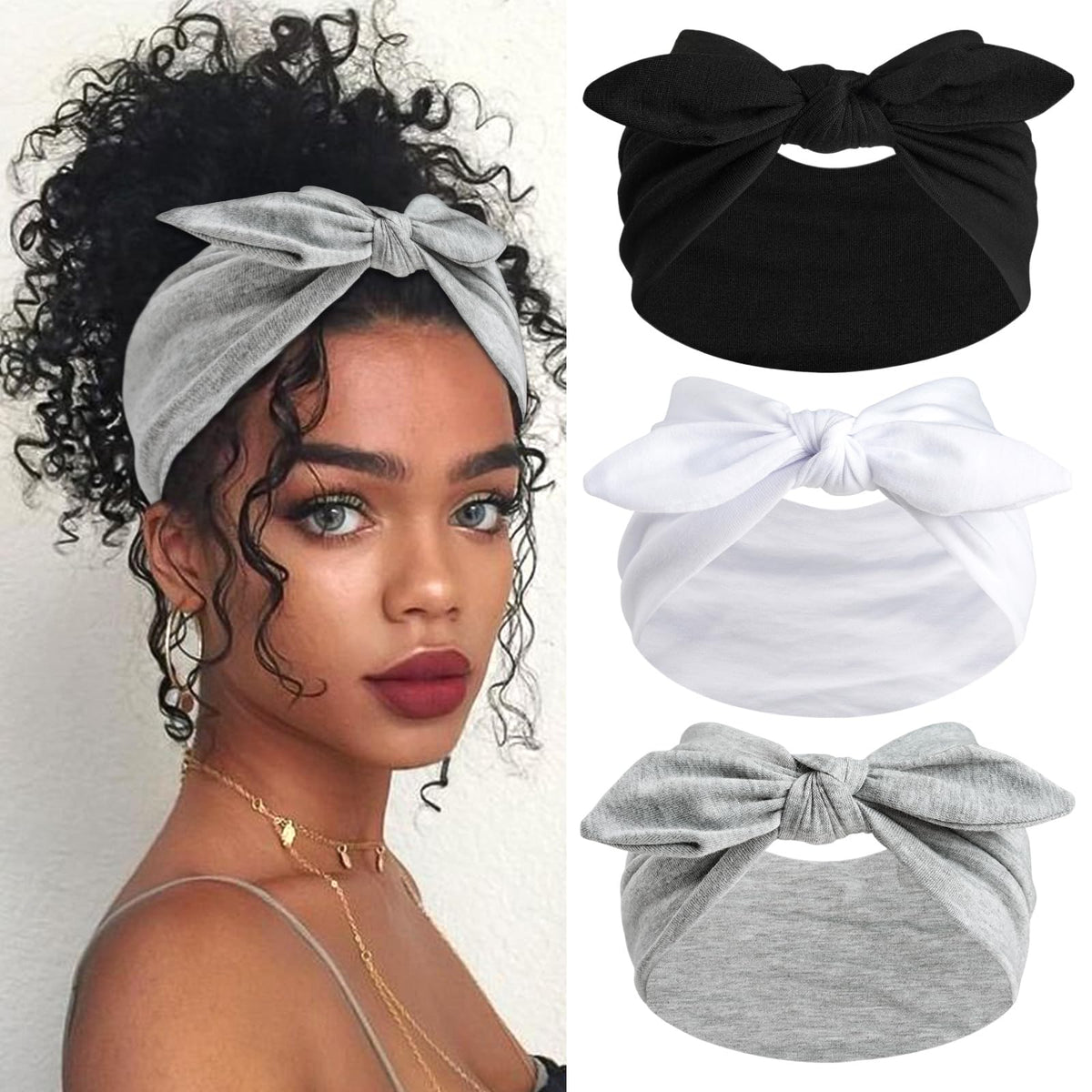 SAWINDA bandeau noir avec noeud devant, style tendance et confort quotidien.