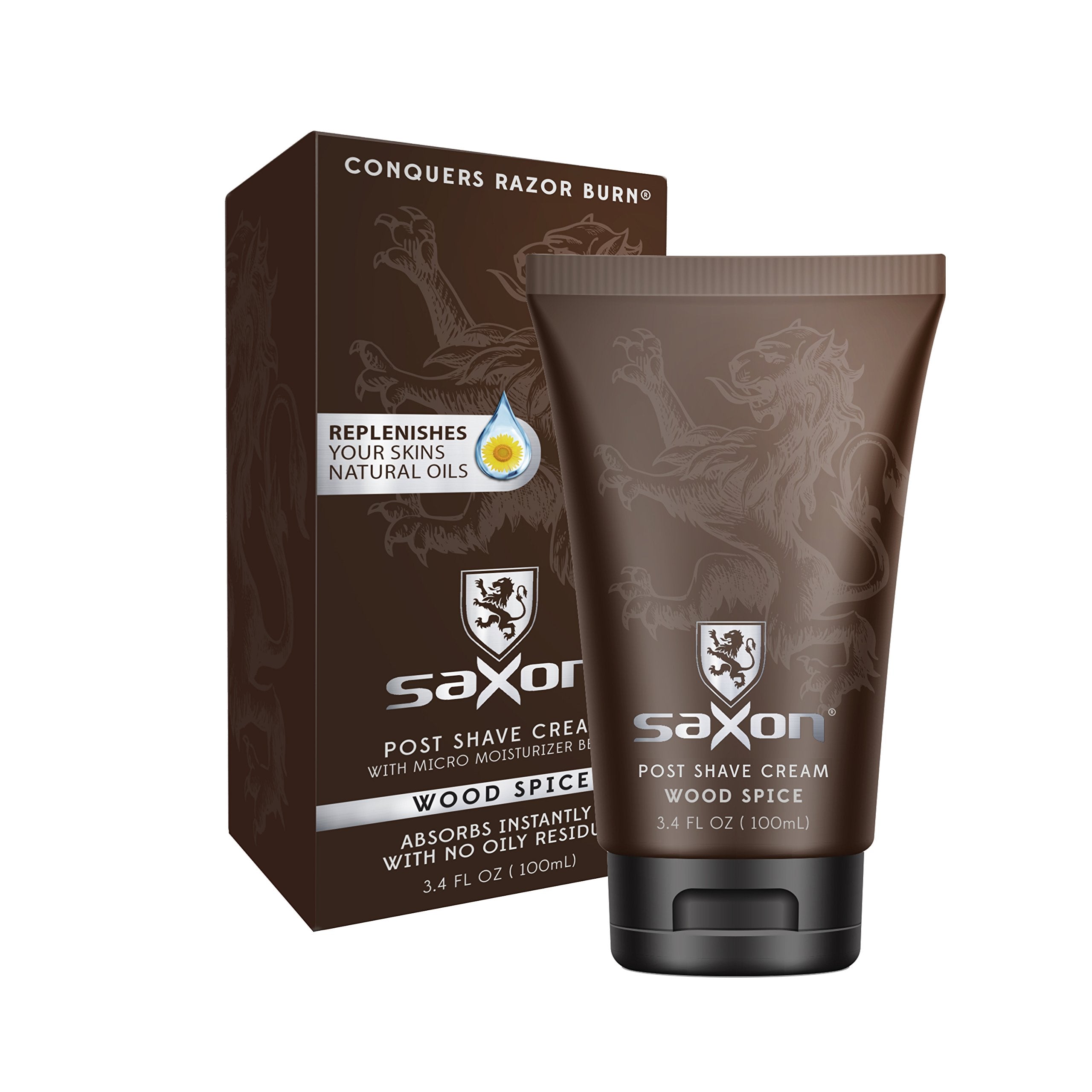 Crème après-rasage Saxon avec perles micro-hydratantes pour une hydratation durable.