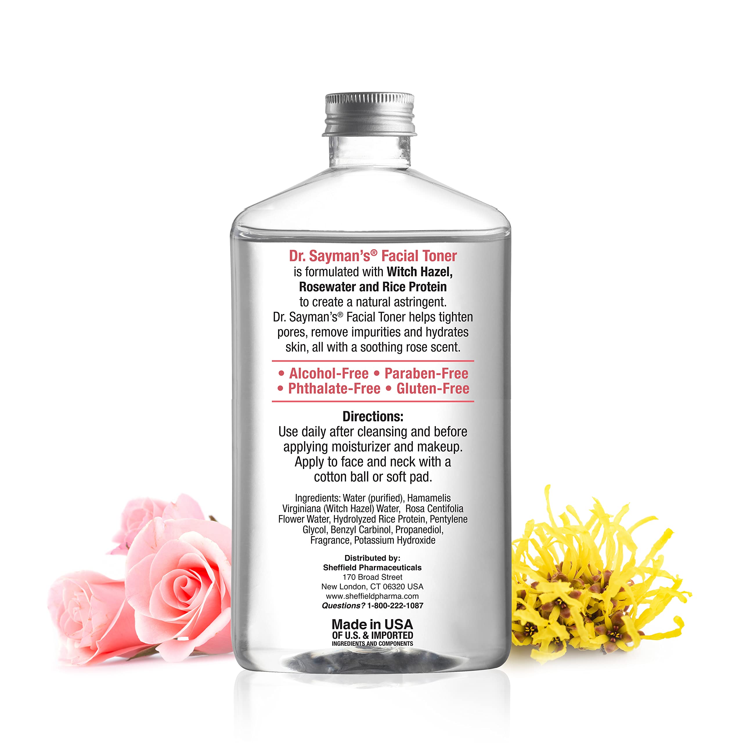 Sayman Salve toner highlights rosewater drops for a refreshing ritual.