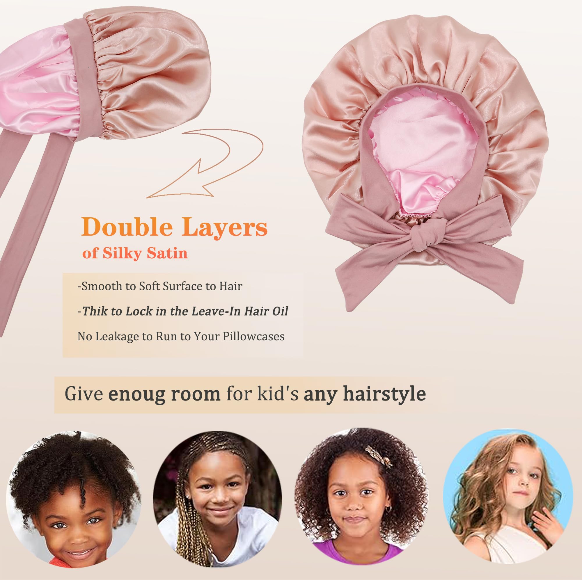 SAYMRE bonnet satin enfant detail-matiere, satin doux et hypoallergenique