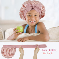 SAYMRE bonnet satin enfant verso rose, double face pratique pour varier le style nocturne