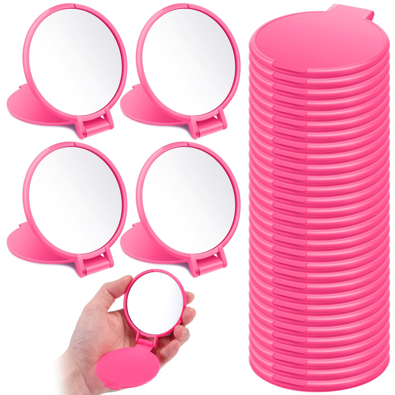 Saysurey miroir compact rose rouge, idéal pour retouches maquillage en déplacement.