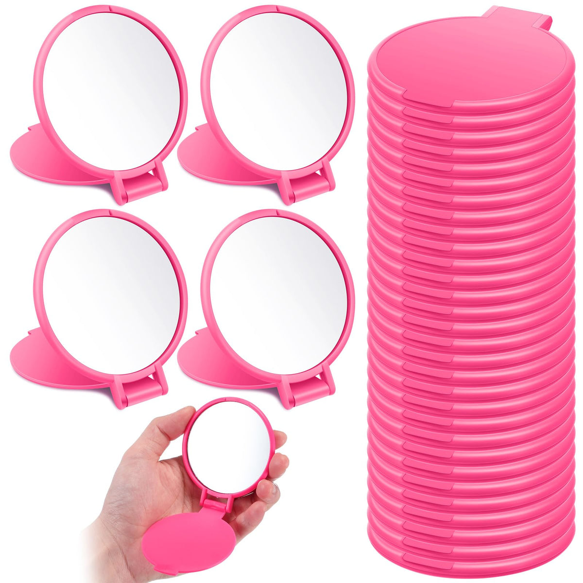 Saysurey miroir compact rose rouge, idéal pour retouches maquillage en déplacement.
