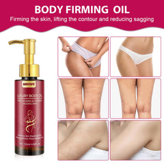 SBONFE Body Firming Oil being dispensed to demonstrate quick absorption after shower.