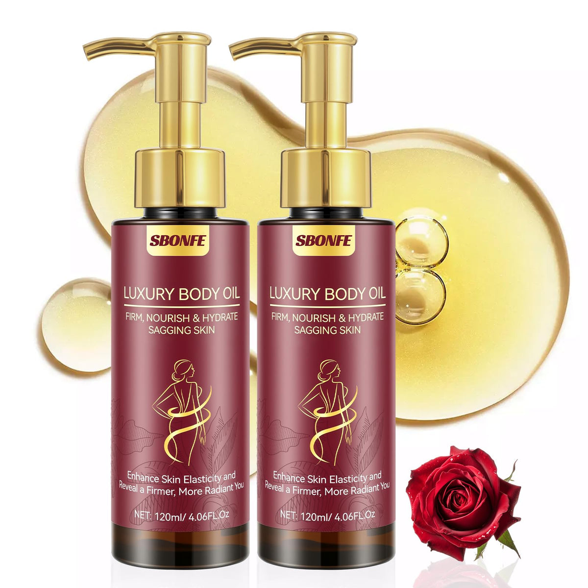 SBONFE huile raffermissante pour le corps – bouteille prête pour hydratation légère après douche.
