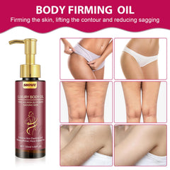 SBONFE huile raffermissante – application sur les bras après douche pour peau plus lisse.