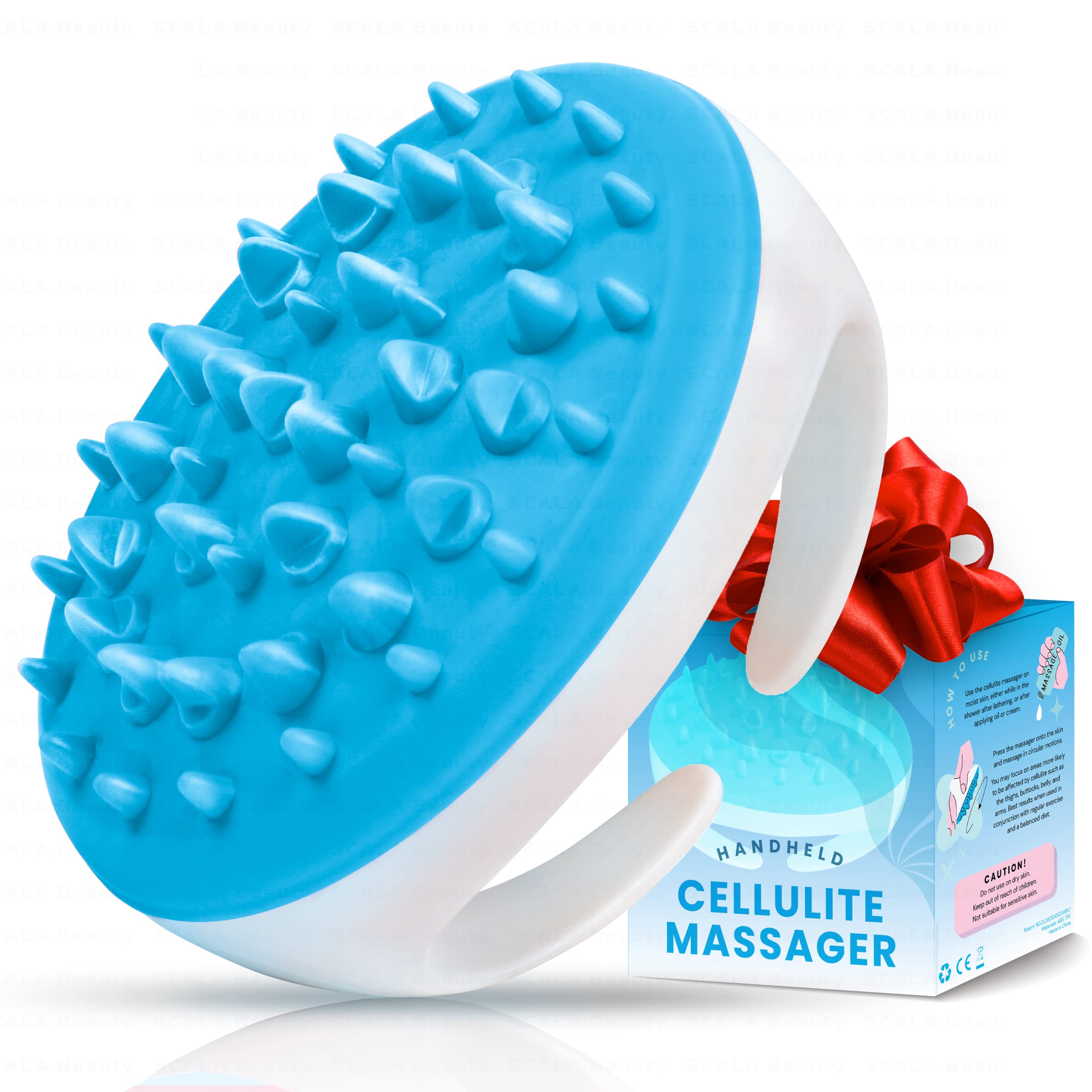 Scala massageur silicone cellulite avant: stimulation de la circulation et exfoliation en douche.
